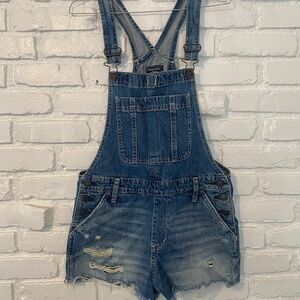 Abercrombie And Fitch Overalls Denim Shorts Medium Wash